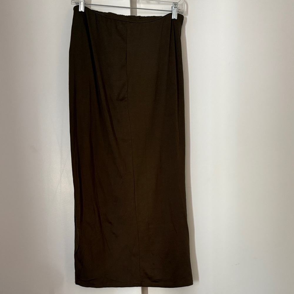 NWT Witsmile Asymmetrical Olive Green Wrap Closure Skirt Medium - Picture 7 of 8